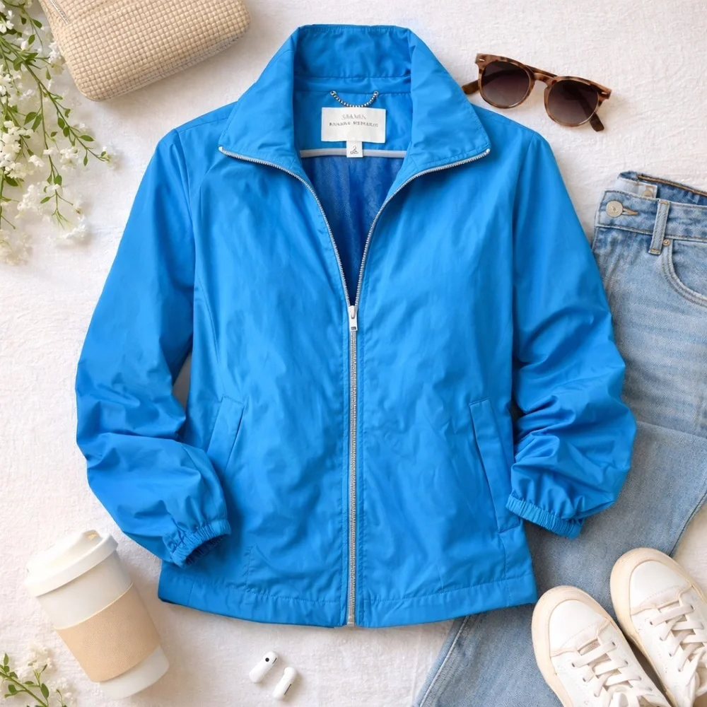 Banana Republic | Blue Lightweight Zip Jacket Windbreaker | Medium - Picture 6 of 6